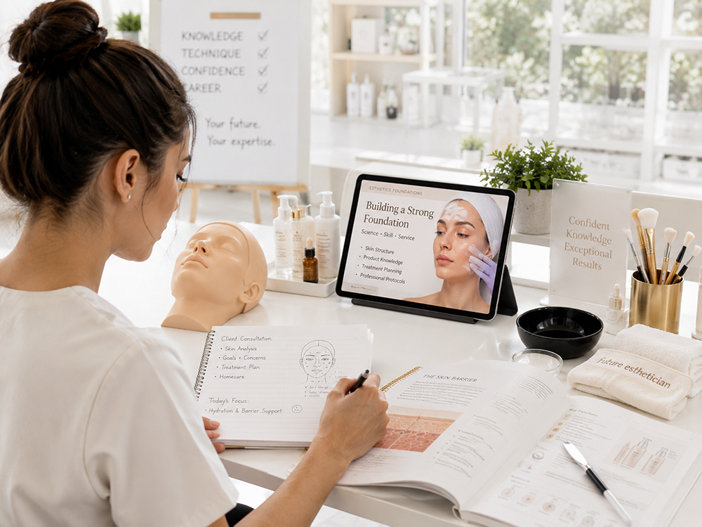 Beauty Entrepreneur Facial Service Planning Beauty entrepreneur planning facial services, treatment options, and skincare business offerings