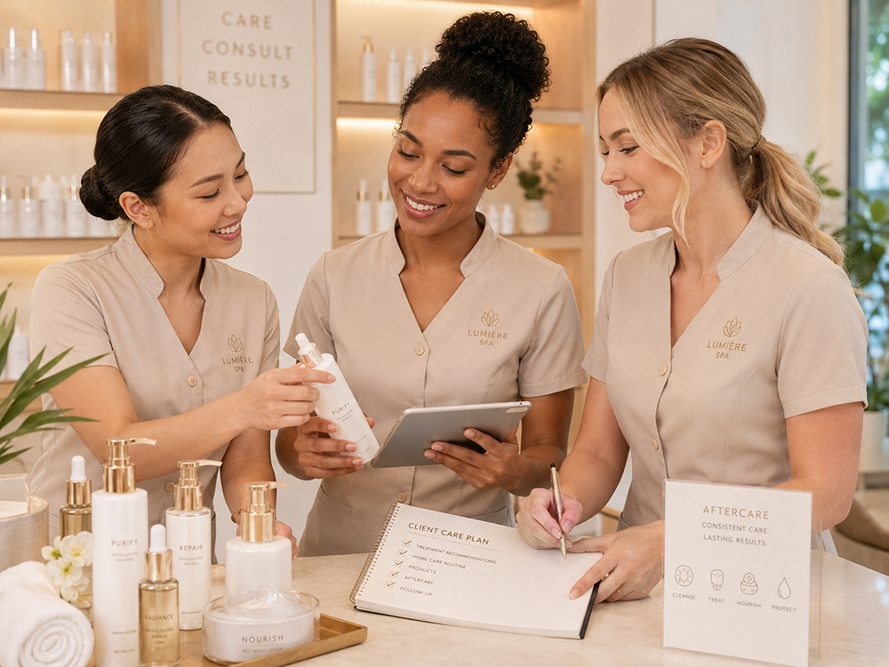 Licensed Esthetician Advanced Facial Training Licensed esthetician completing advanced facial treatment and skincare training