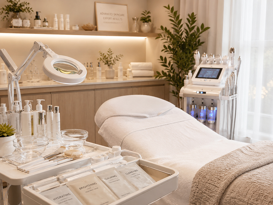 Spa and Salon Professional Facial Training Spa and salon professionals discussing facial treatments, client care, and skincare services