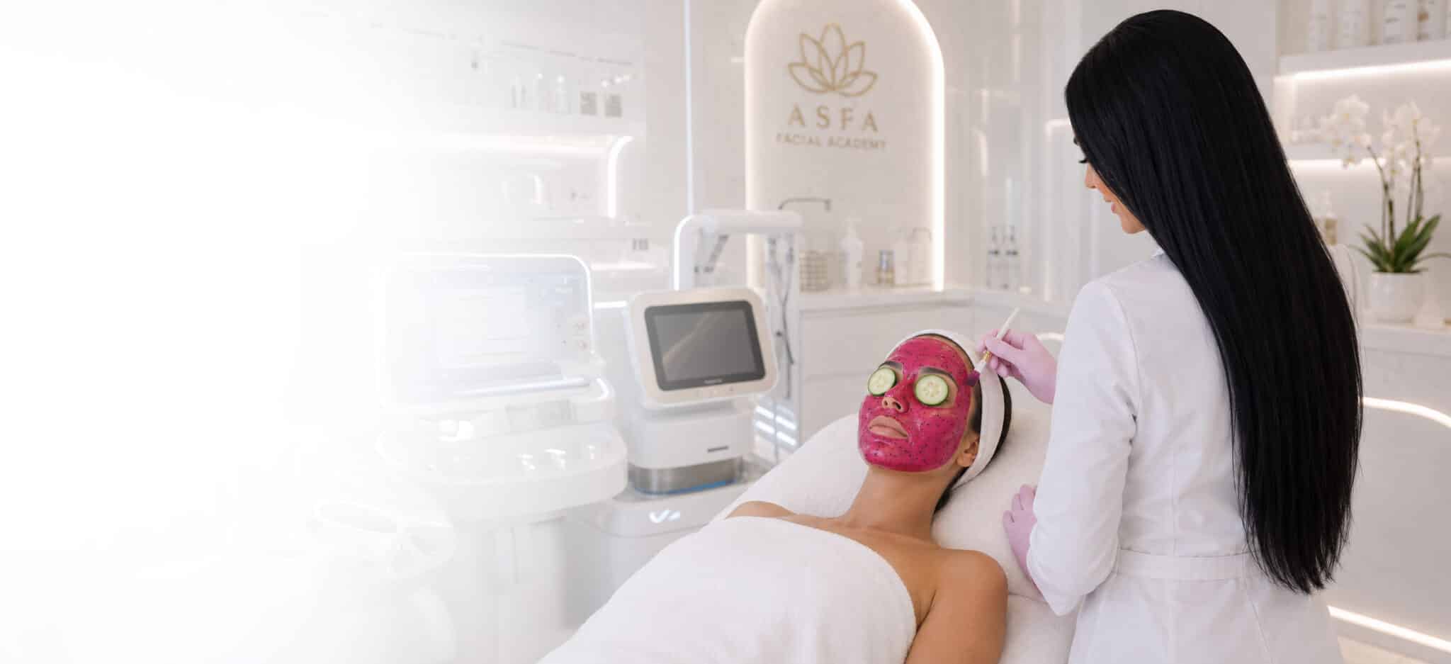 Anastasia Andreani performing a facial treatment at ASFA Facial Academy